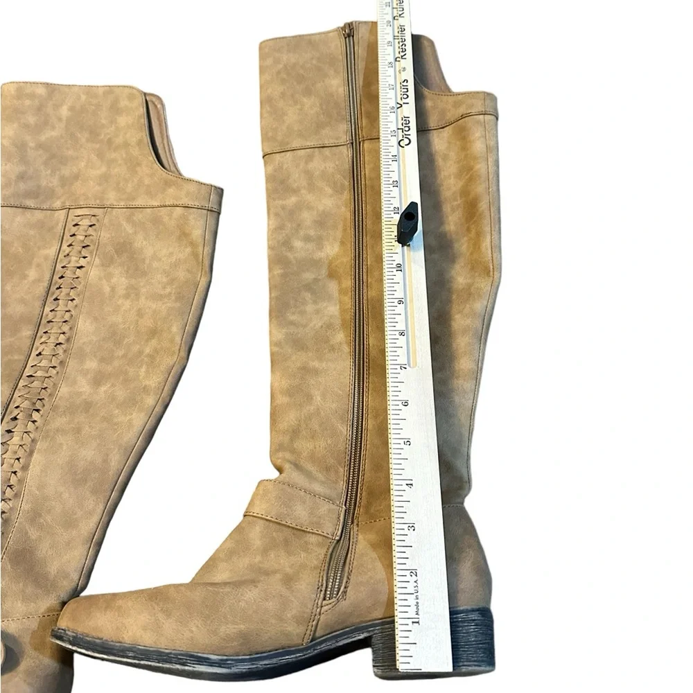 Ellison Winter Block over the knee boots‎ knee high boots camel color 7Wide